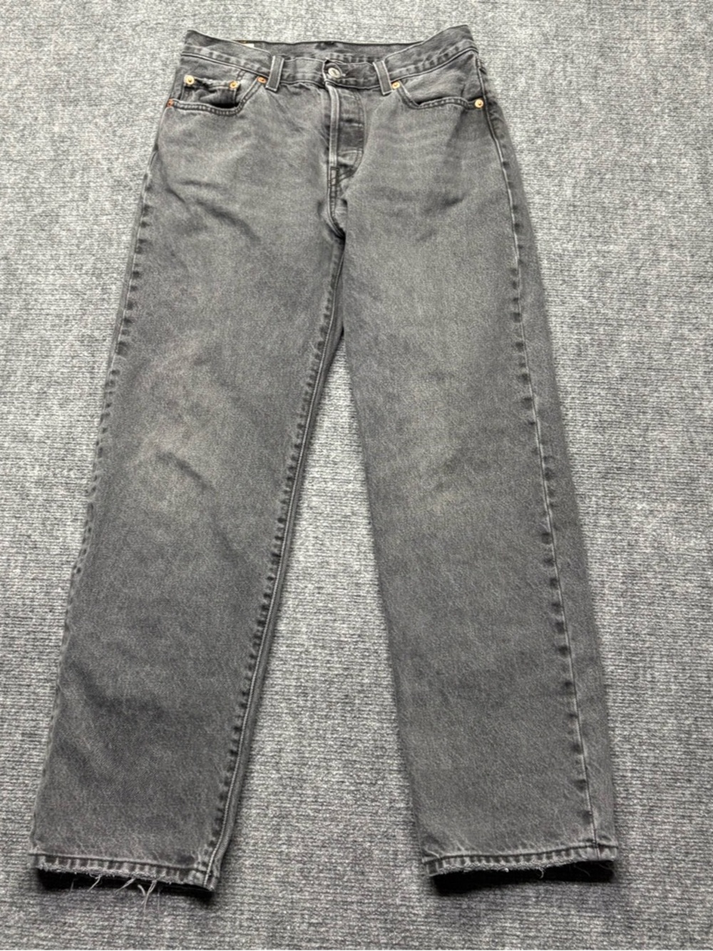 Levis Premium 501 Jeans Womens 27x29 Black Straight Button Fly Big E 100% Cotton